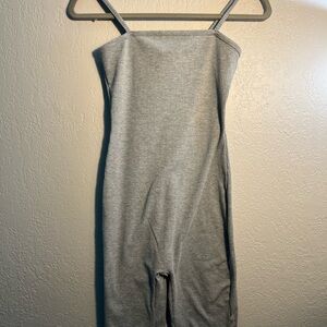 Bozzolo Gray Ribbed One-Piece Bodysuit SZ S Top Minimalist Y2K Petite Sleeveless